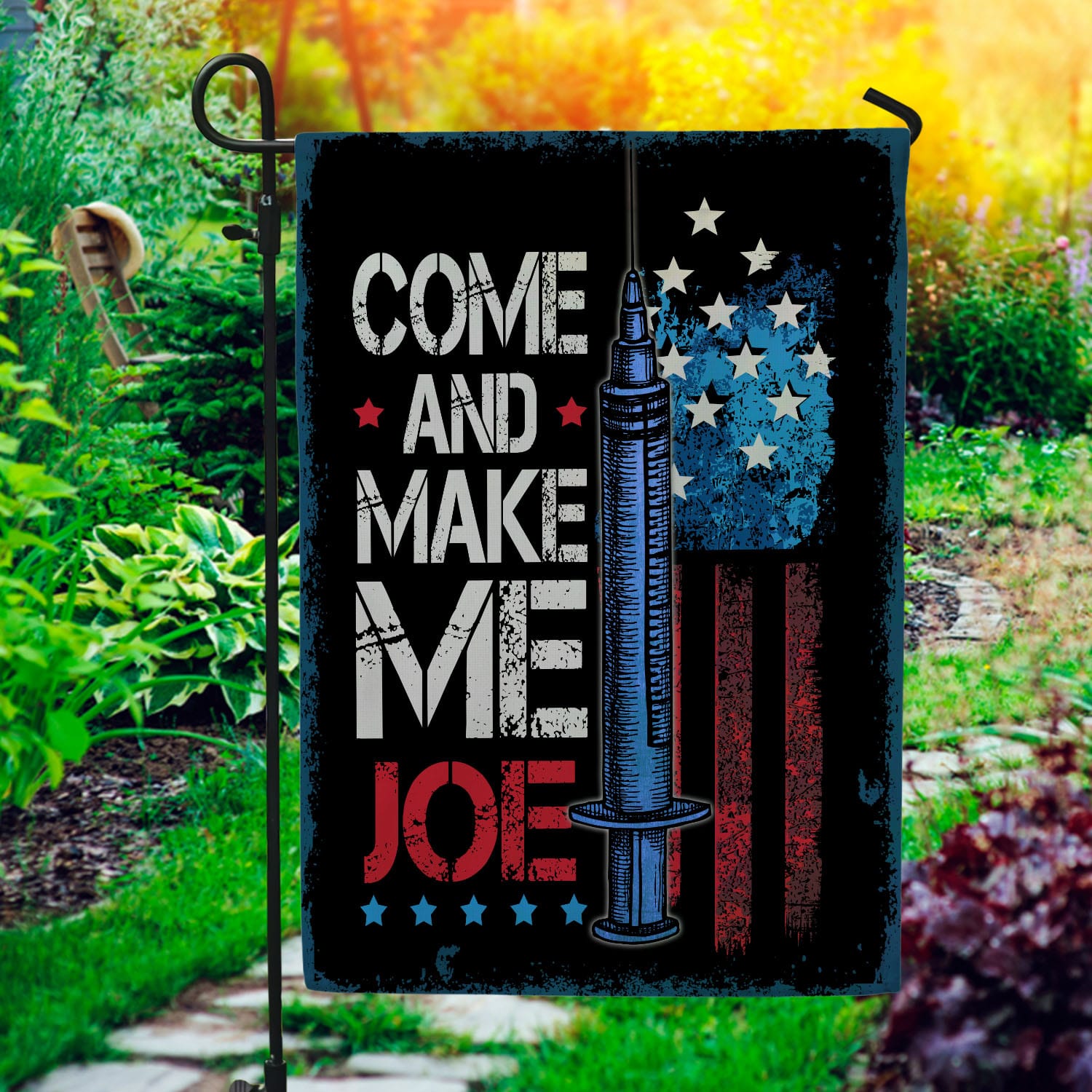 1BN. Come Take It Joe 30x40 Garden Flag Mockup 1