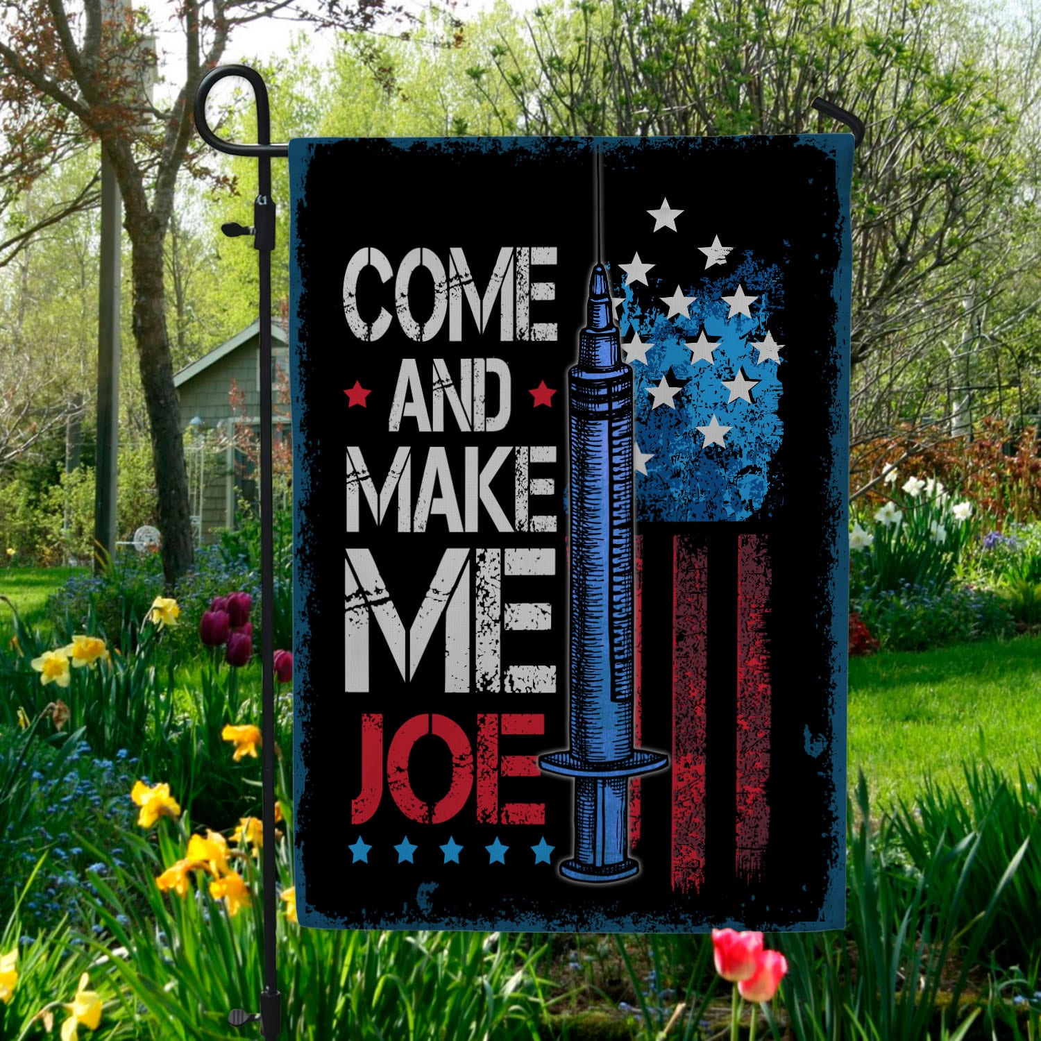 1BN. Come Take It Joe 30x40 Garden Flag Mockup 5