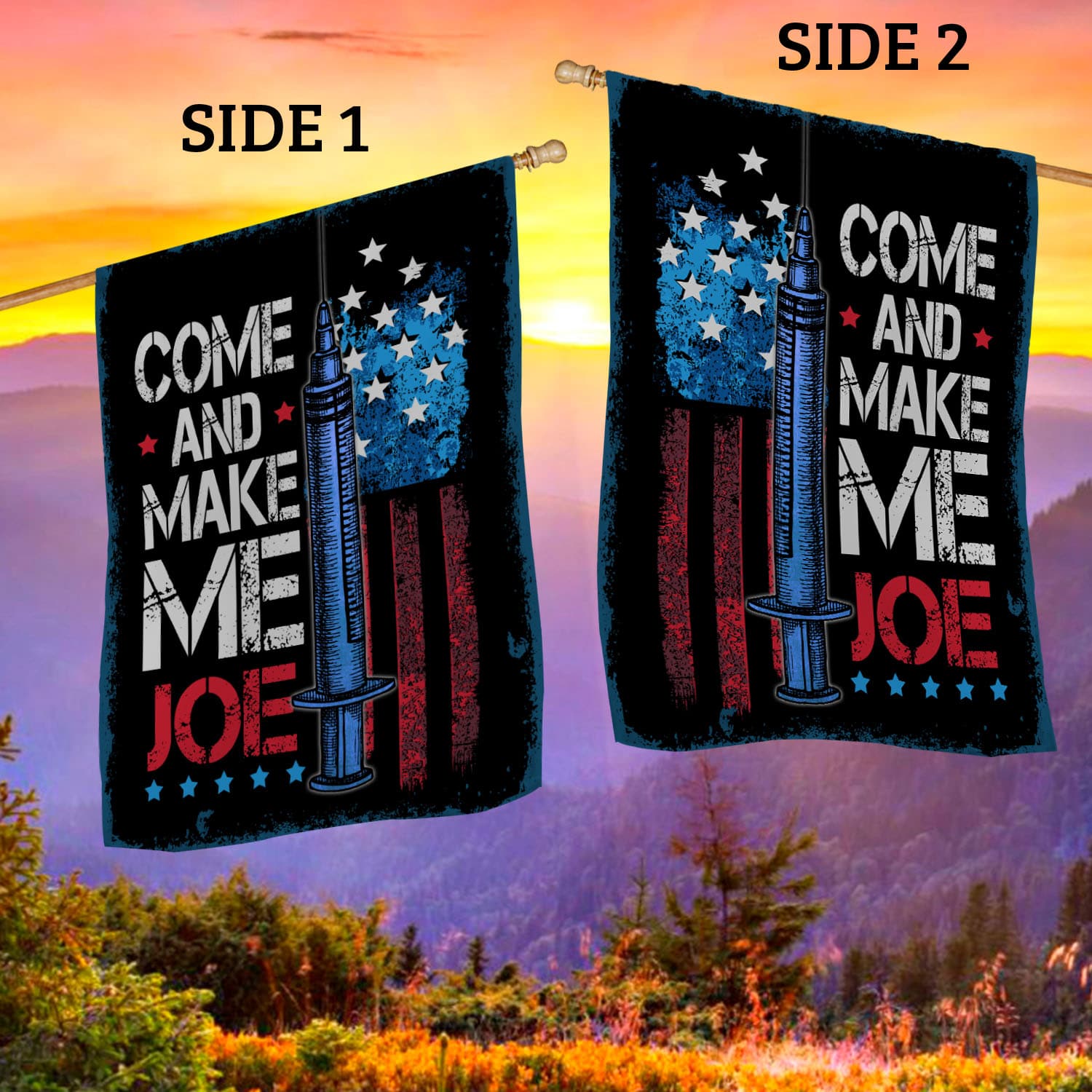 1BN. Come Take It Joe 30x40 House Flag Mockup 2 Side