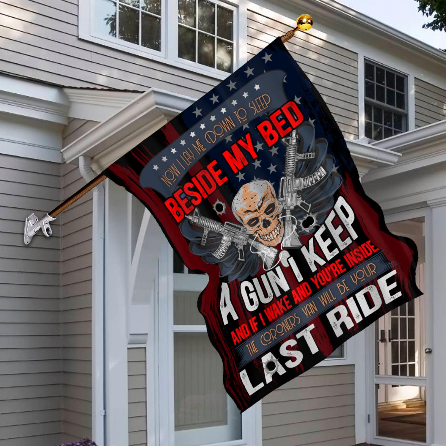 2BN uu tien. I Lay Me Down 30x40 House Flag Mockup 6