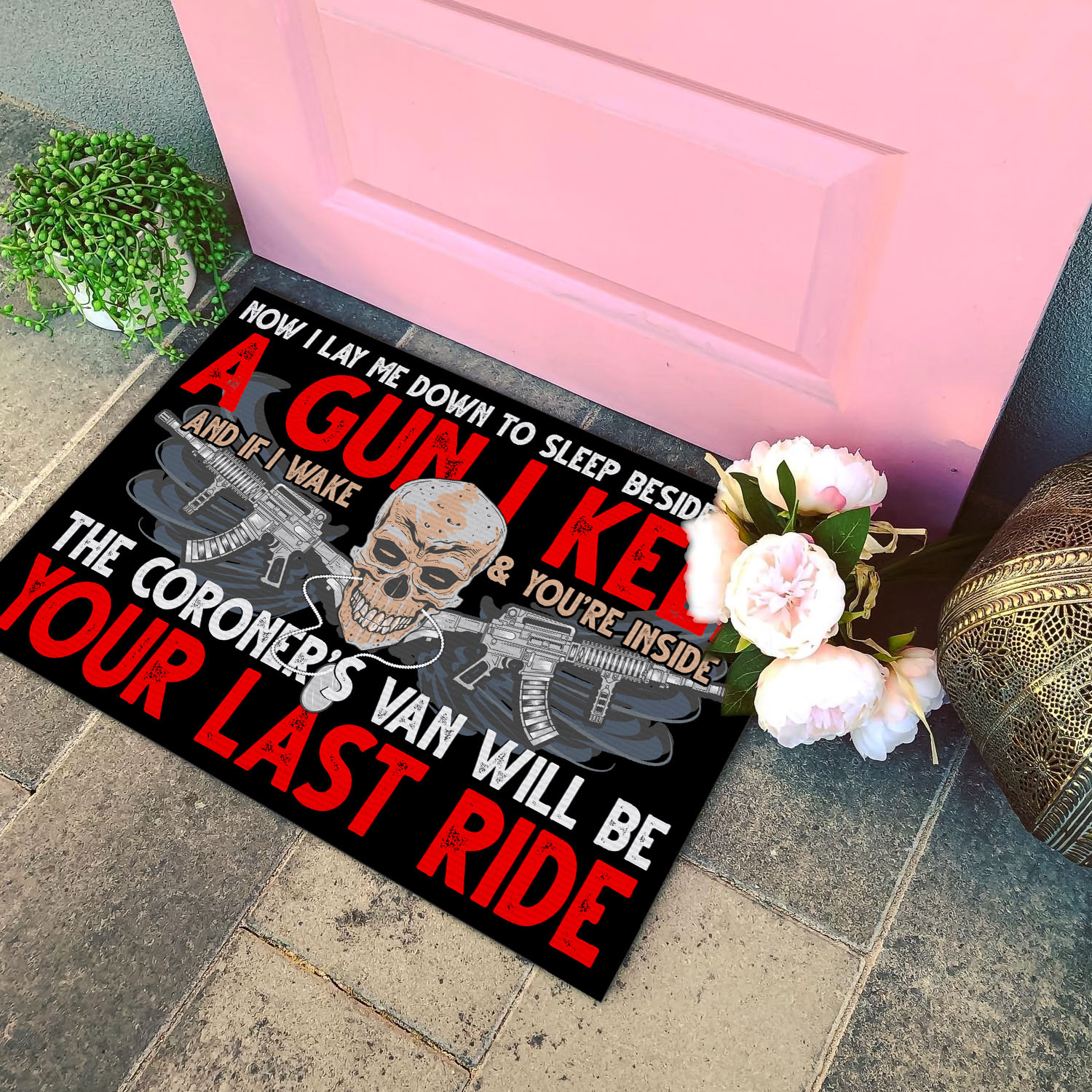 2BN uu tien. I Lay Me Down Doormat Doormat mockup 4