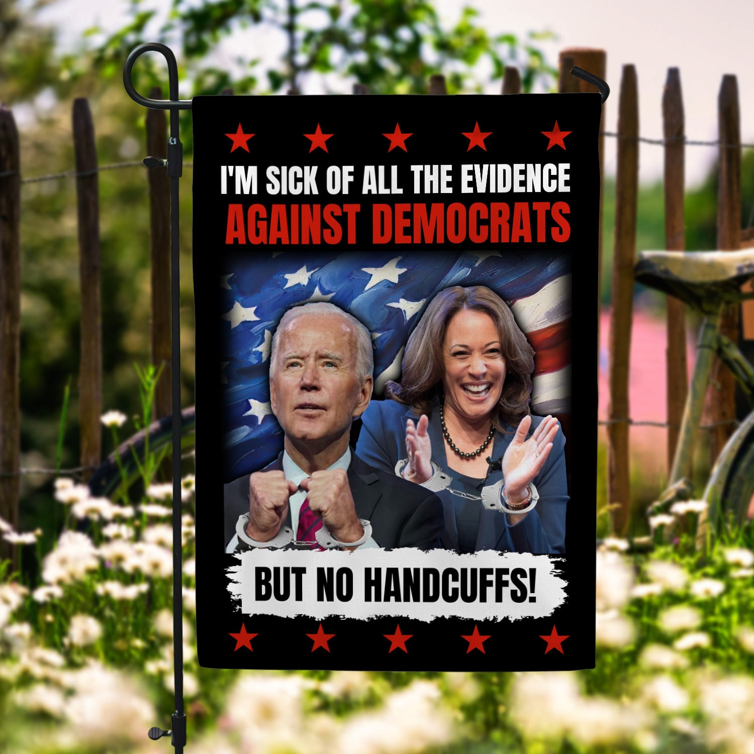 3NH. Against Democrats Garden Flag Mockup 6