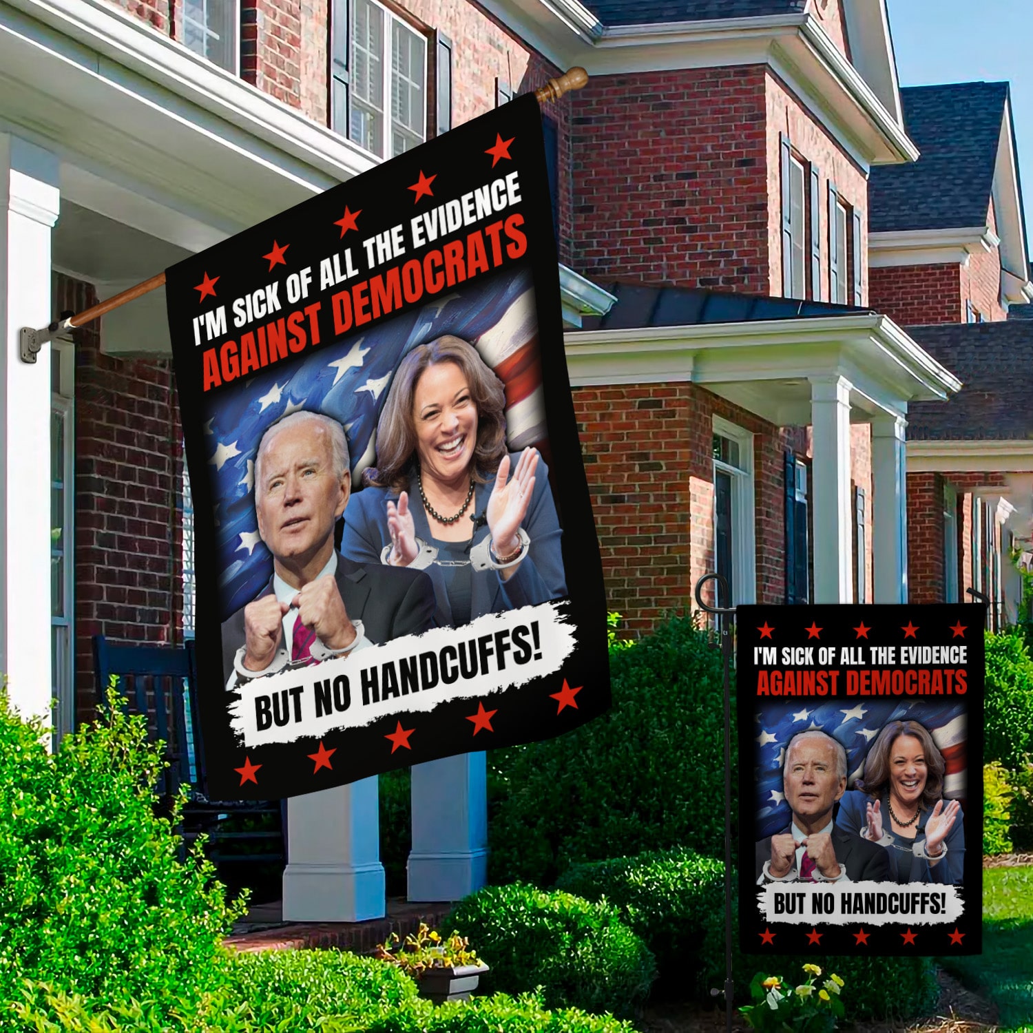 3NH. Against Democrats Garden & House Mockup 2