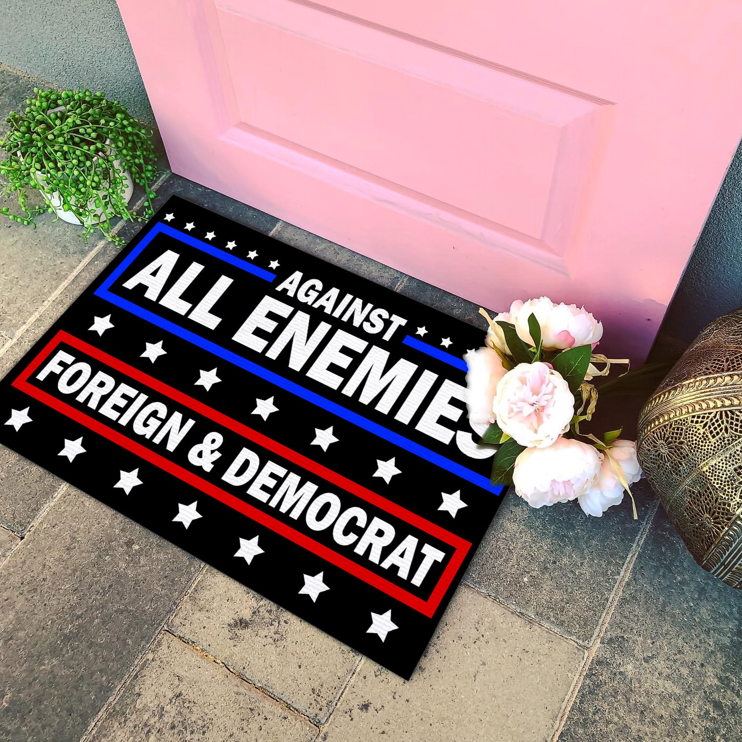 1NH. Uu tien. Against All Enemies Doormat Doormat mockup 4