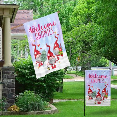 Alternative view of Welcome Gnomies Merry Christmas Outdoor Indoor Garden Flag - House Flag - Wall Flag