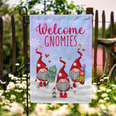 Welcome Gnomies Merry Christmas Outdoor Indoor Garden Flag - House Flag - Wall Flag