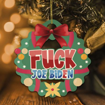 Alternative view of Fuck Joe Biden Anti Biden Ornament Decorative Custom Shaped Wooden Christmas Ornament Keepsake