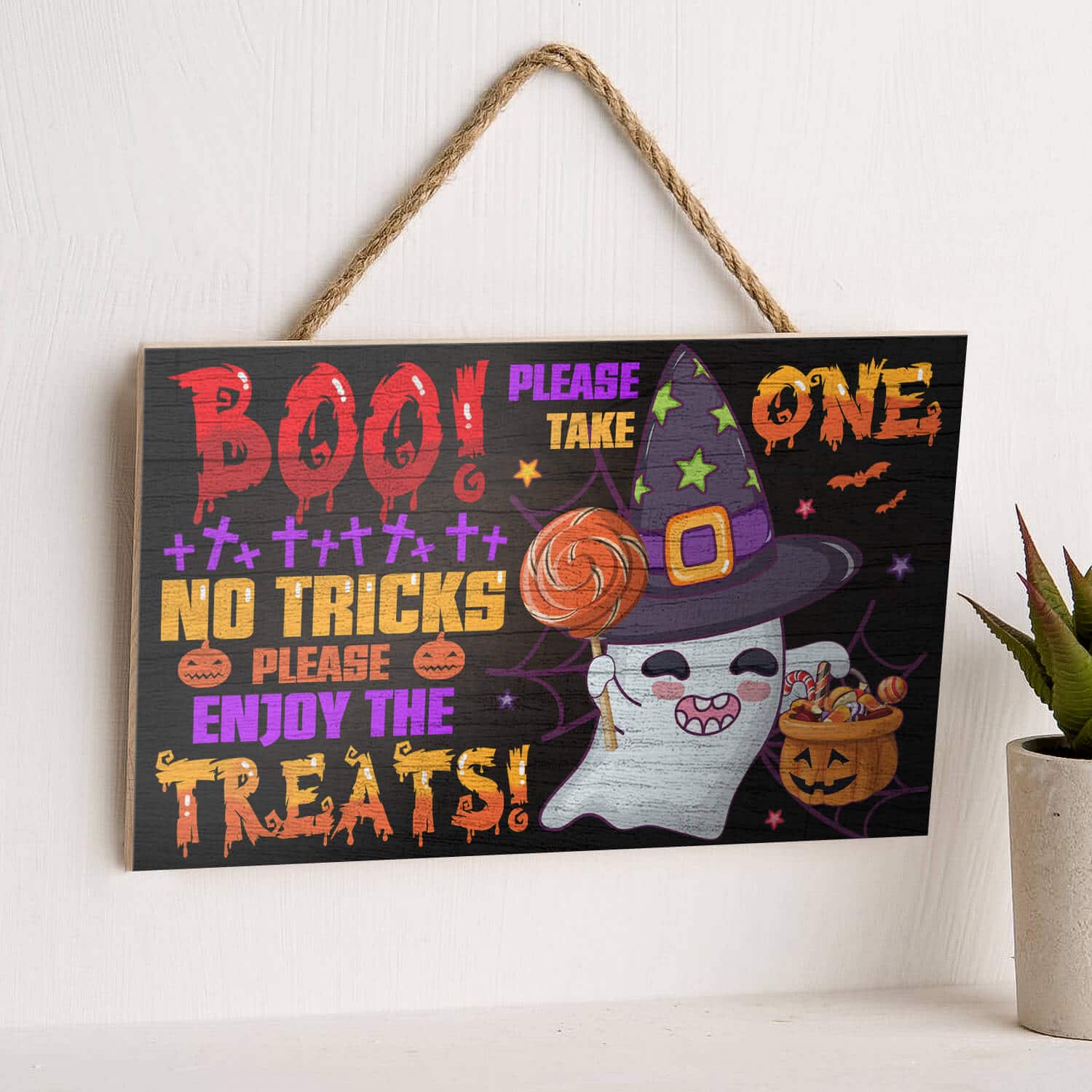 1TM. Boo No Tricks Enjoy Treats_doorsign Mockup 6