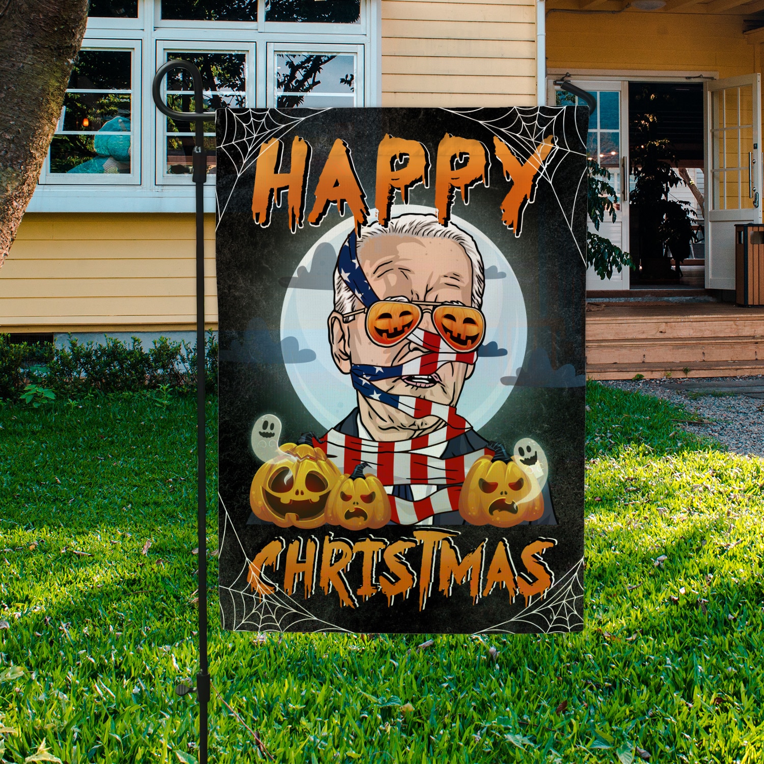 1Th. Happy Christmas Garden Flag Mockup 3