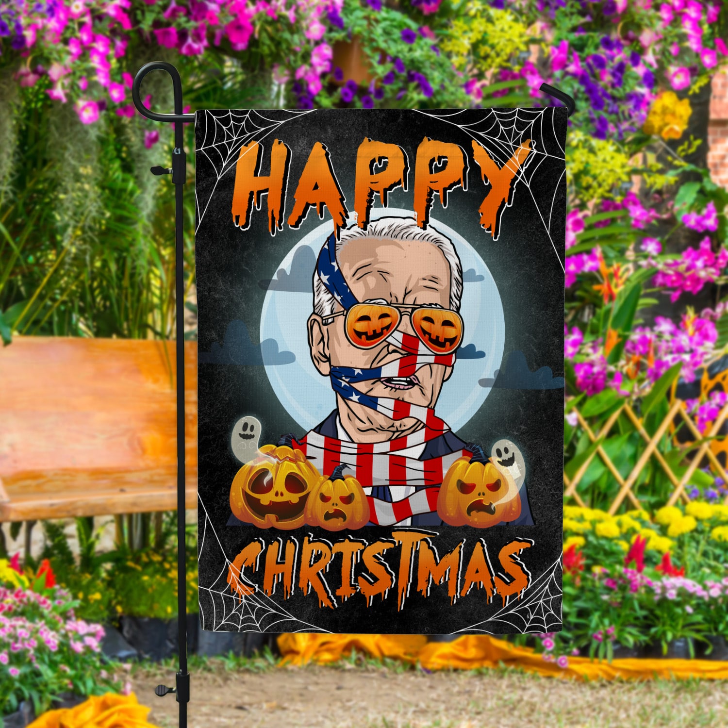 1Th. Happy Christmas Garden Flag Mockup 4