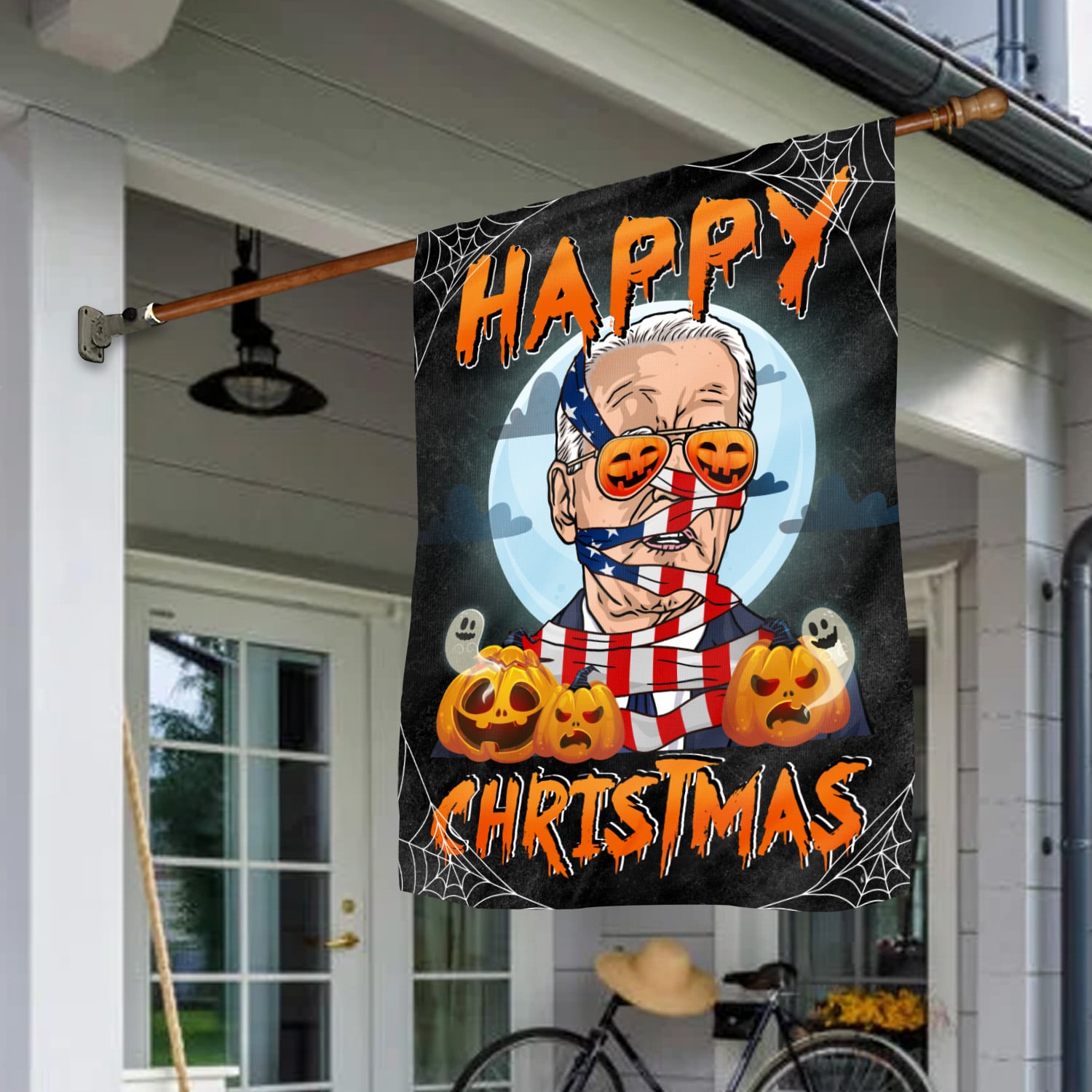 1Th. Happy Christmas House Flag Mockup 1