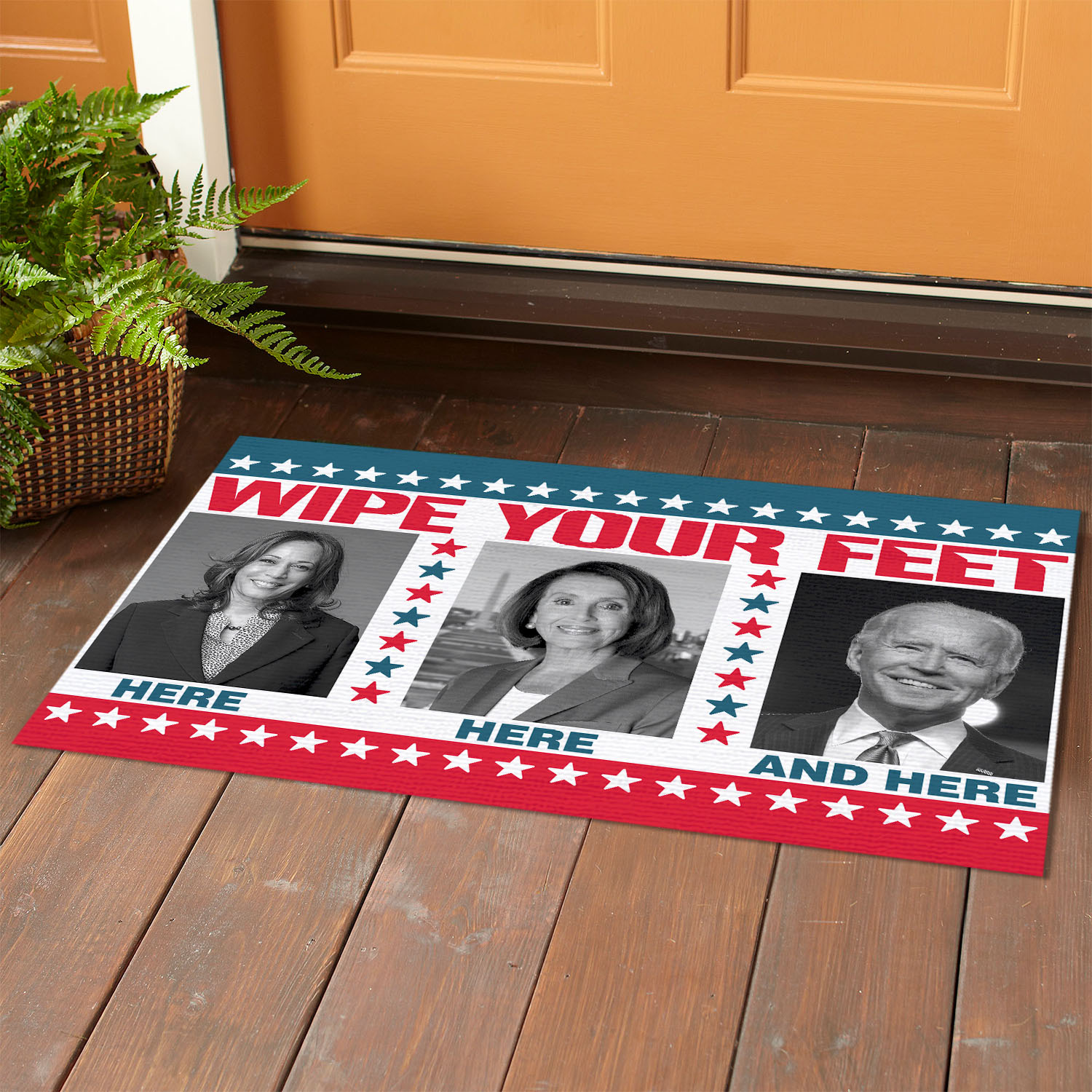 14 HG UU TIEN. Here Here And Here_black white Doormat MK 1