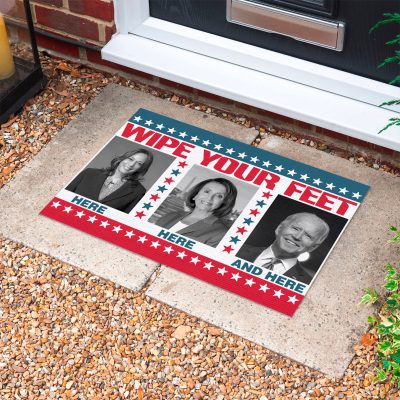 Alternative view of Joe Biden Wipe Your Feet Here Here And Here Funny Biden Harris Pelosi Decorative Indoor Outdoor Doormat