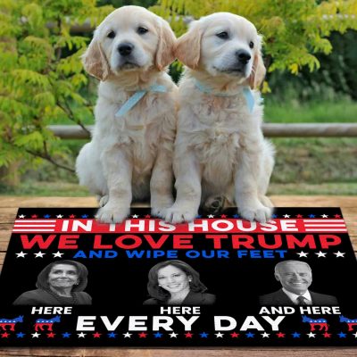 Alternative view of In This House We Love Trump and Wipe Our Feet Every Day Biden Kamala Pelosi Entrance Indoor Outdoor Decorative Doormat