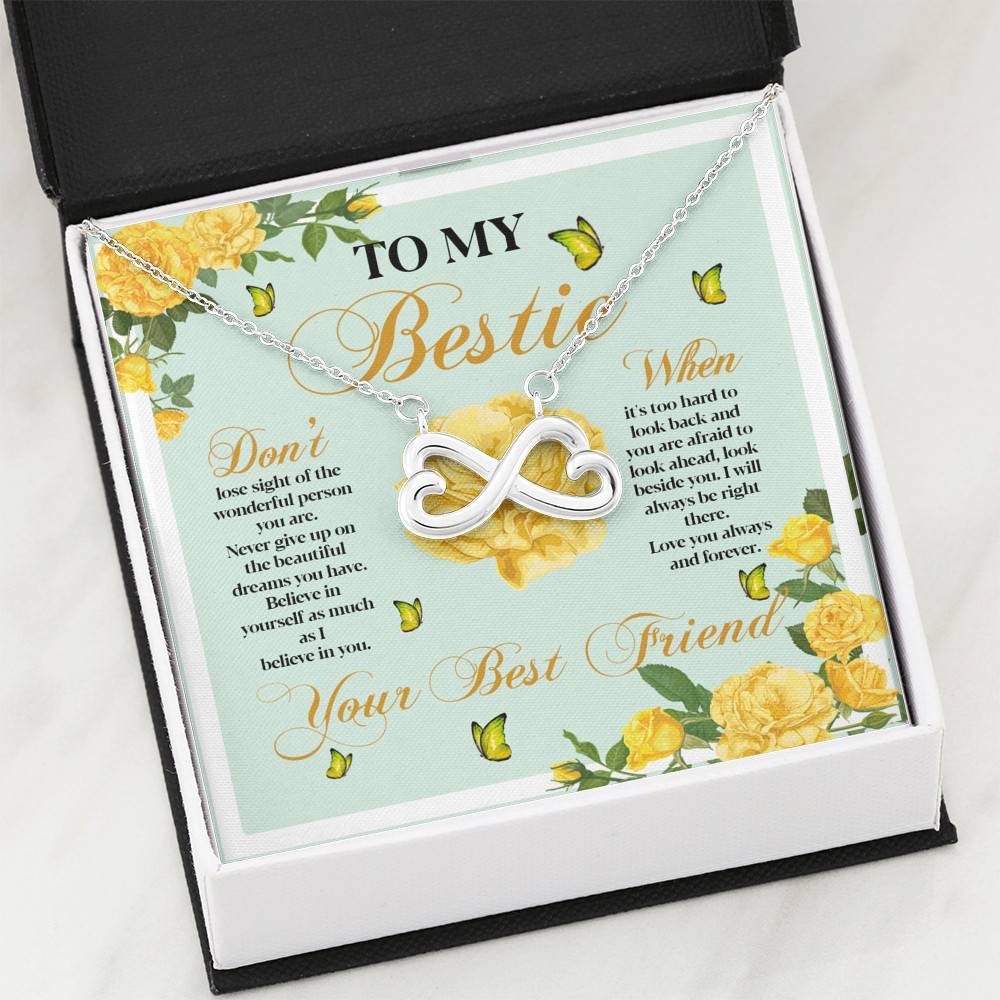 To My Bestie Don't Lose Sight Of The Wonderful Person You Are Infinity Heart Pendant Necklace