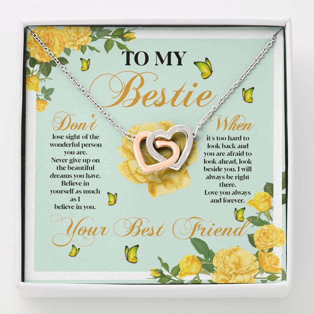 To My Bestie Don't Lose Sight Of The Wonderful Person You Are Interlocking Hearts Pendant Necklace - Interlocking Hearts Necklace To My Bestie Don't Lose Sight Of The Wonderful Person You Are Interlocking Hearts Pendant Necklace - Interlocking Hearts Necklace