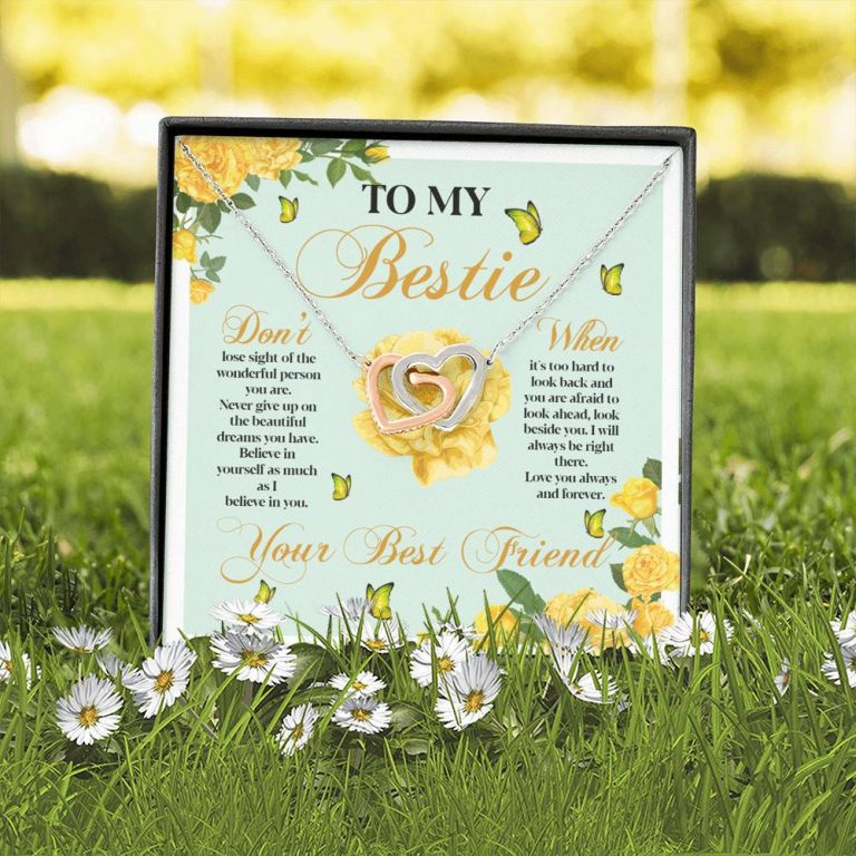 To My Bestie Don't Lose Sight Of The Wonderful Person You Are Interlocking Hearts Pendant Necklace