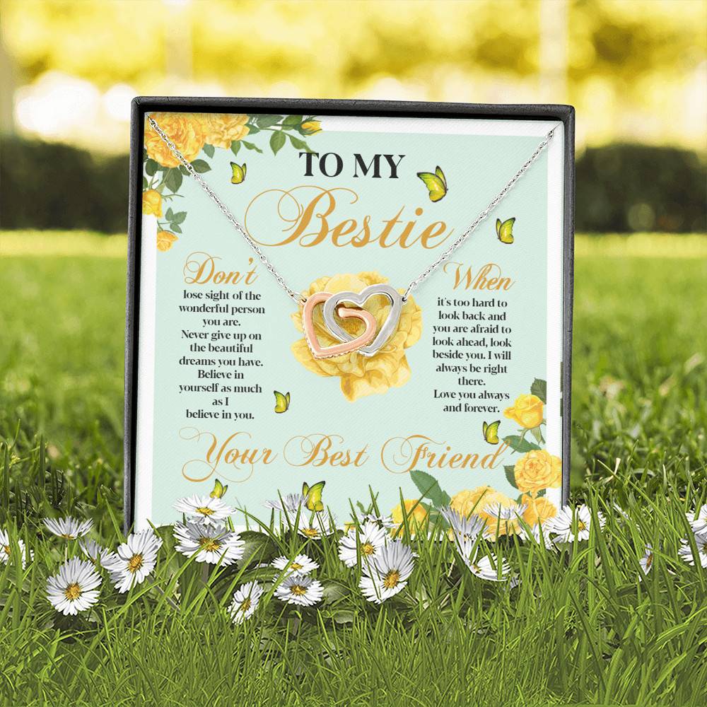 To My Bestie Don't Lose Sight Of The Wonderful Person You Are Interlocking Hearts Pendant Necklace To My Bestie Don't Lose Sight Of The Wonderful Person You Are Interlocking Hearts Pendant Necklace
