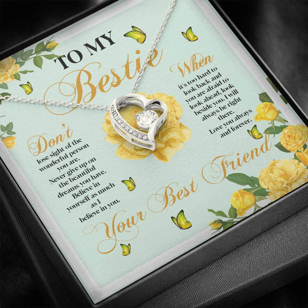 To My Bestie Don't Lose Sight Of The Wonderful Person You Are Forever Love Heart Pendant Necklace