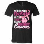 9Th. Fight Against Breast Cancer, Black, V-Neck T-Shirt