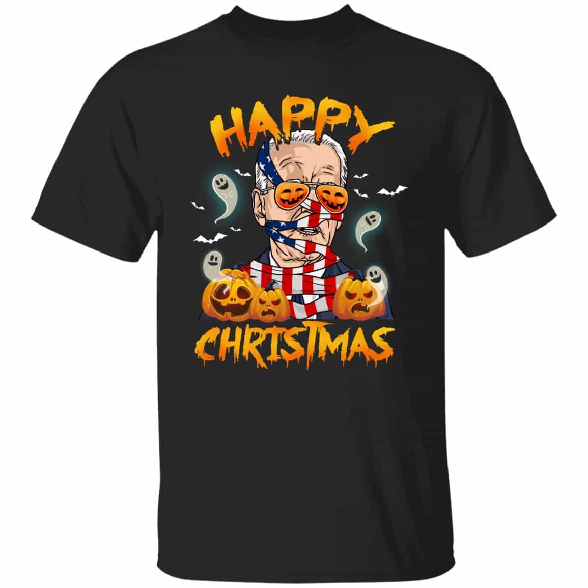 1Th. Happy Christmas Halloween Biden tee (4), Black, Unisex T-Shirt