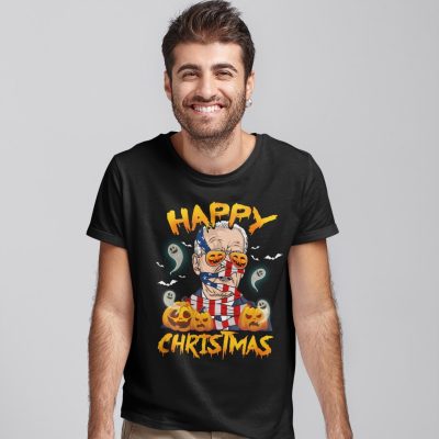 Alternative view of Happy Christmas Funny Biden T-Shirt - Halloween Joe Biden Shirt