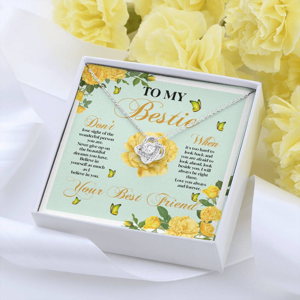 To My Bestie Don't Lose Sight Of The Wonderful Person You Are Love Knot Necklace To My Bestie Don't Lose Sight Of The Wonderful Person You Are Love Knot Necklace