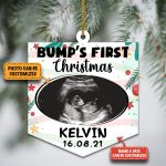 Bump's First Christmas Ornament Photo Personalized 1st Christmas Gifts Decorative Custom Shaped Wooden Christmas Ornament