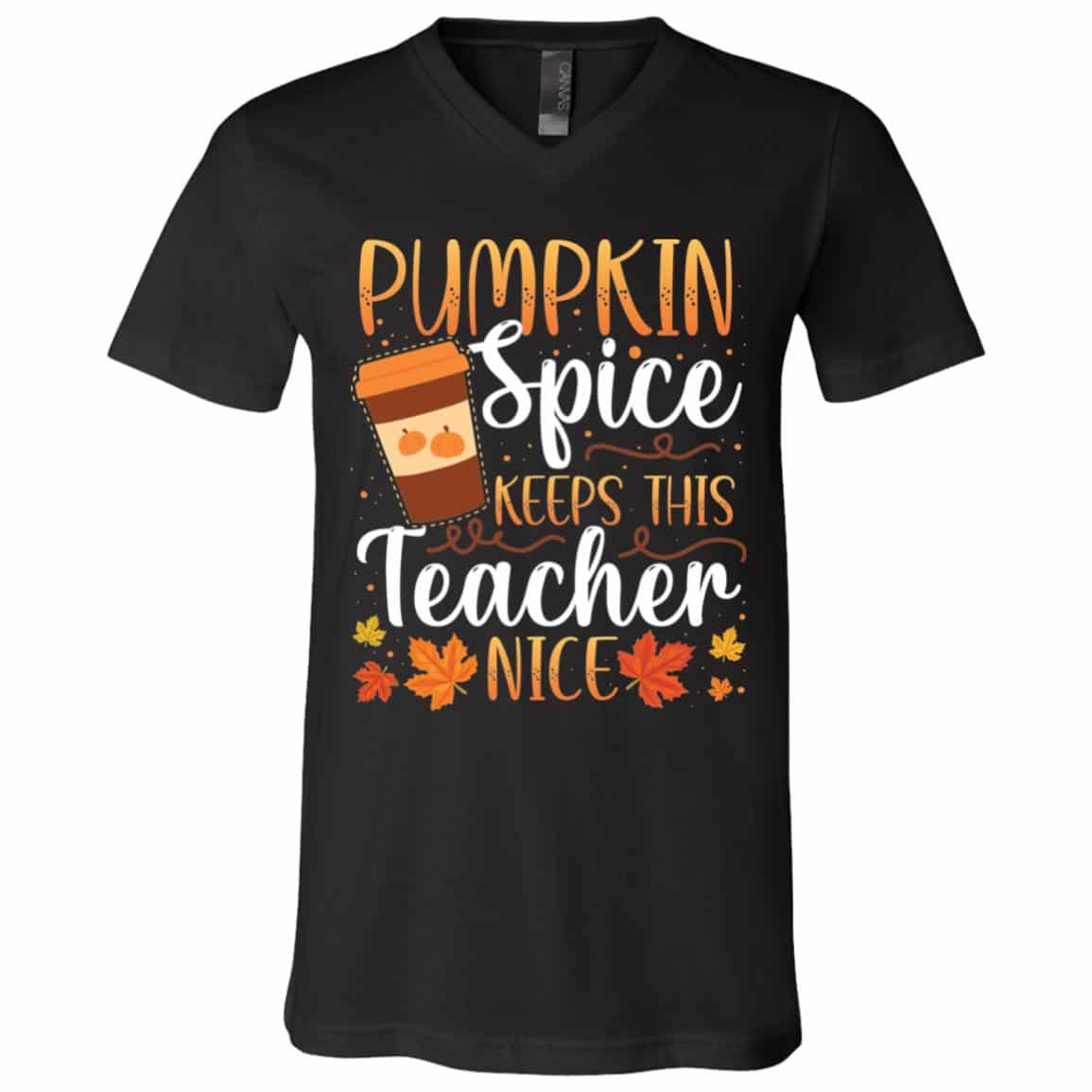 1Th. Keeps This Teacher Nice (6), Black, V-Neck T-Shirt