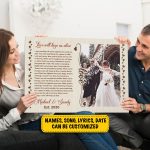 Personalized Photo and Song Lyrics Gallery Wrapped Canvas Print - Home Decor Wall Art - Poster - Wedding Gift Ideas for Couple