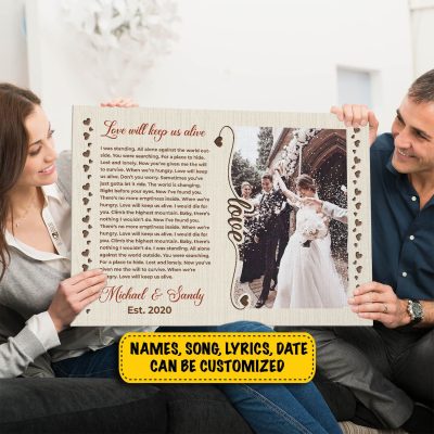 Personalized Photo and Song Lyrics Gallery Wrapped Canvas Print - Home Decor Wall Art - Poster - Wedding Gift Ideas for Couple