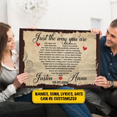 Alternative view of Personalized Vintage Heart Shape Love Song Lyrics Canvas Prints - Home Decor Wall Art - Poster - Anniversary Gift Ideas
