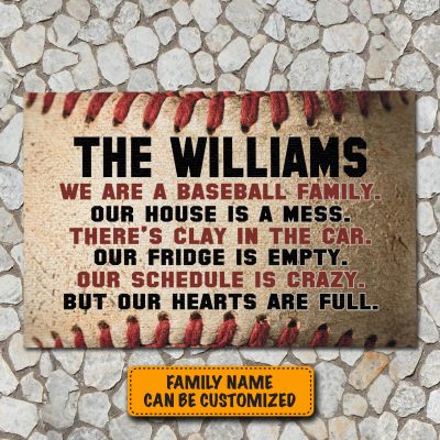 Alternative view of Personalized We Are A Baseball Family Our House Is A Mess But Our Hearts Are Full House Doormat - Outdoor Doormat
