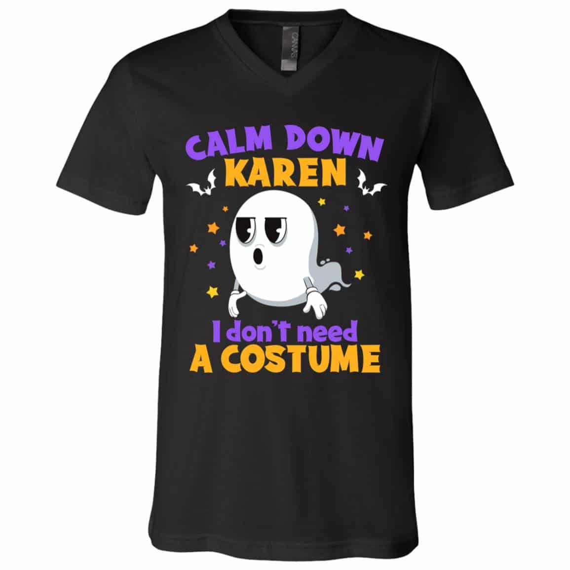 1Th. Calm Down Karen (4), Black, V-Neck T-Shirt