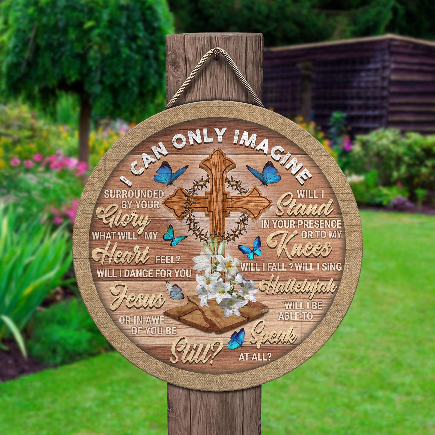 22 HG. I Can Only Image Ornament Door Sign Mockup 2