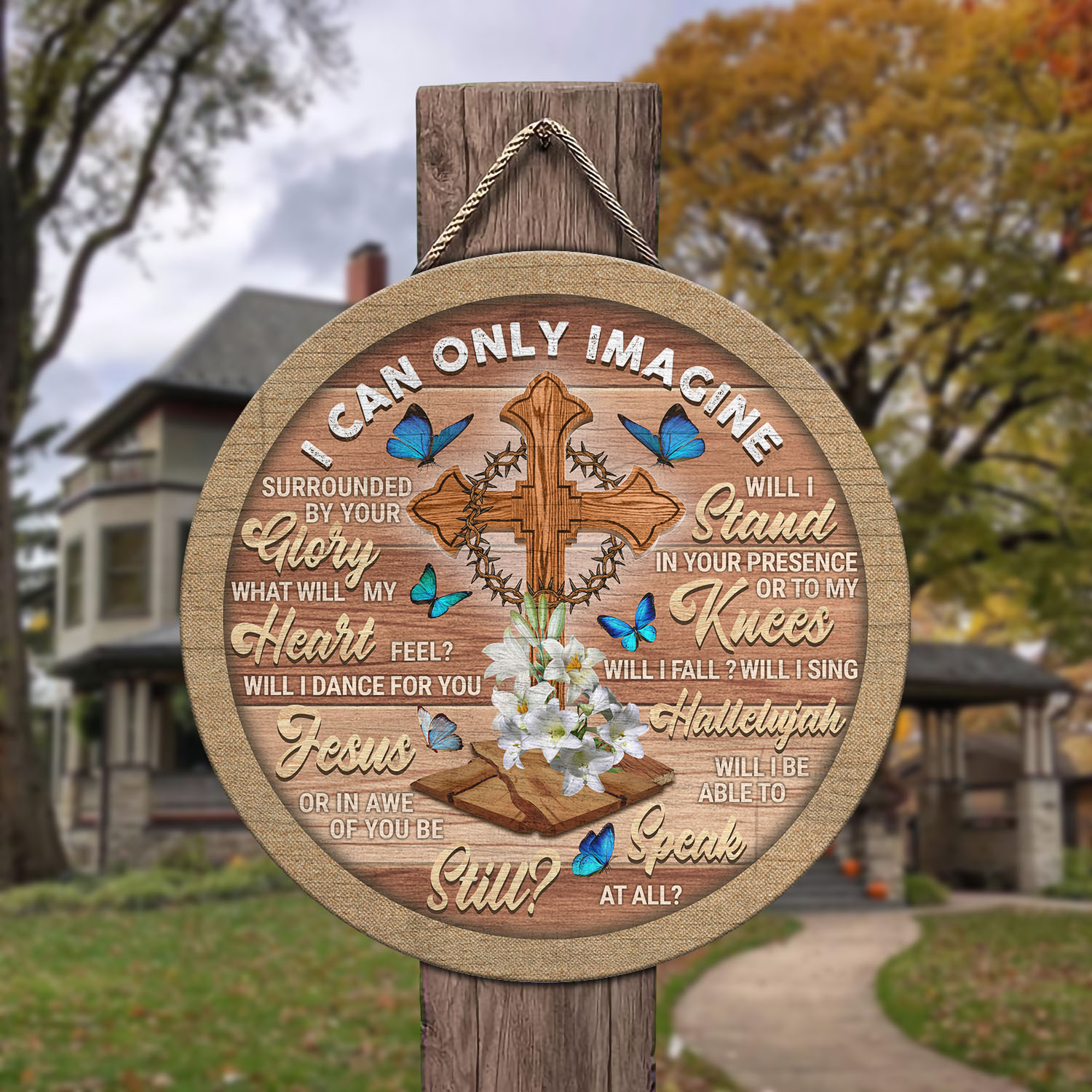 22 HG. I Can Only Image Ornament Door Sign Mockup 3