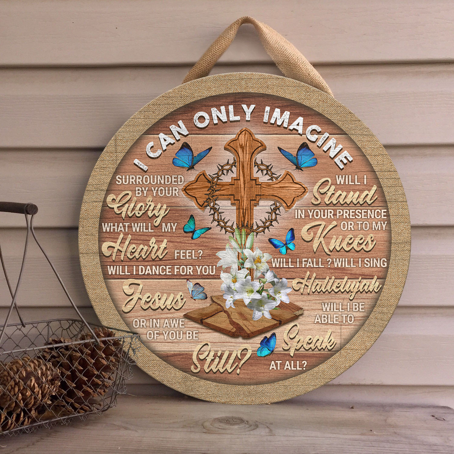 22 HG. I Can Only Image Ornament Door Sign Mockup 4