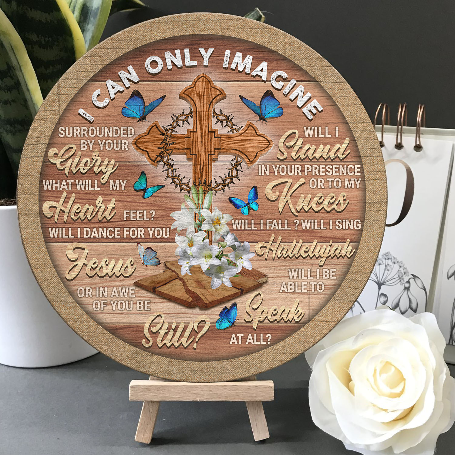 22 HG. I Can Only Image Ornament Door Sign Mockup 5