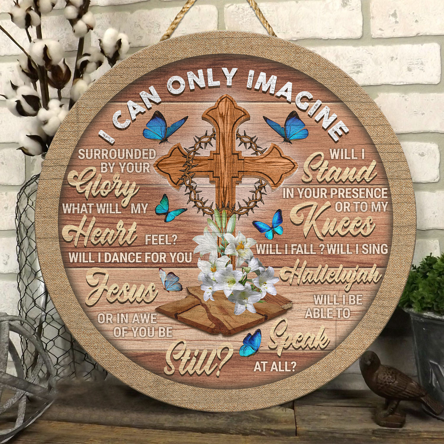 22 HG. I Can Only Image Ornament Door Sign Mockup 6