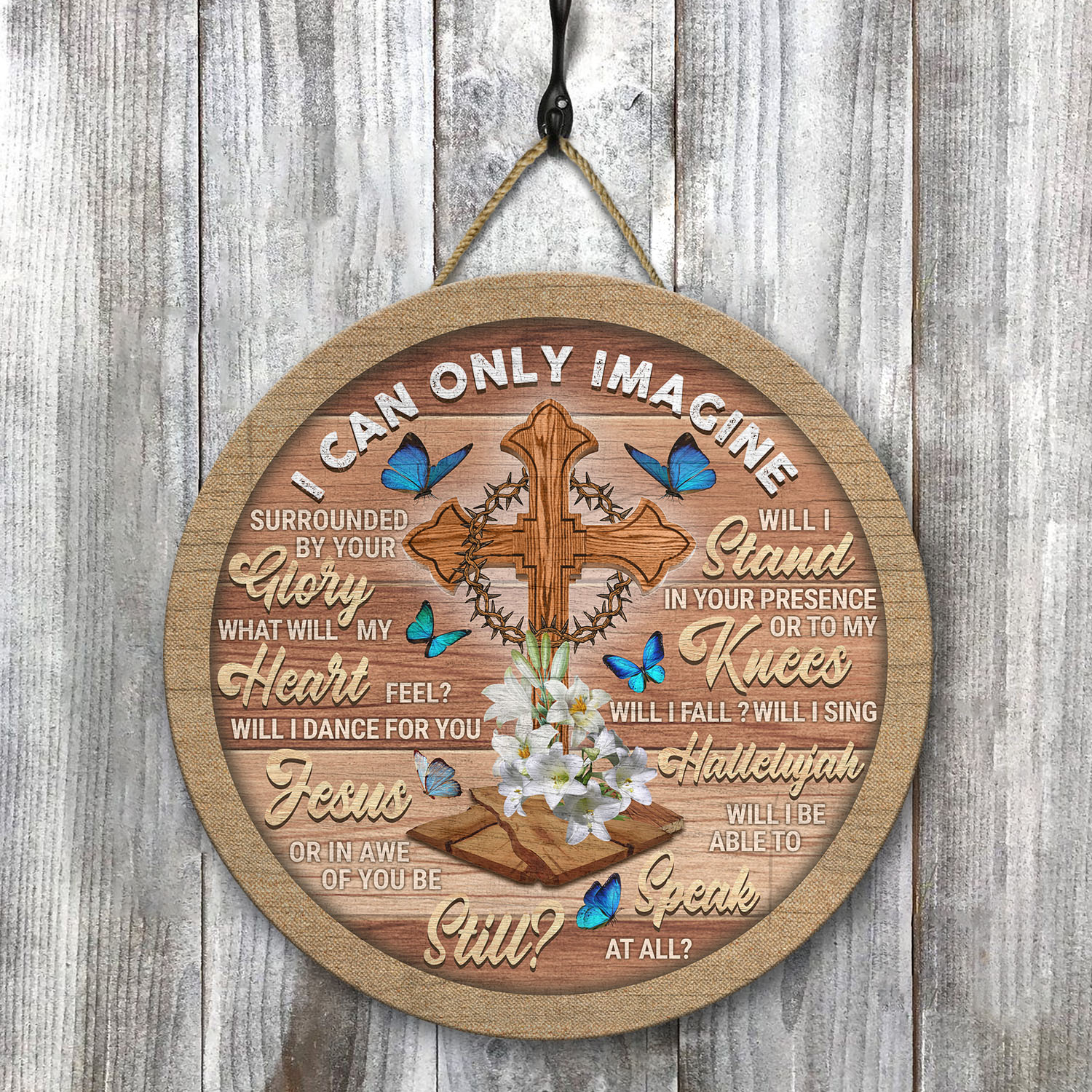22 HG. I Can Only Image Ornament Door Sign Mockup 8