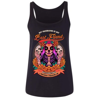 4Th. Husband Is My Best Friend, Black, Ladies Tank Top