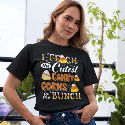 Alternative view of I Teach the Cutest Candy Corns in the Bunch T-Shirt - V-Neck Shirt - Halloween Costume for Teachers