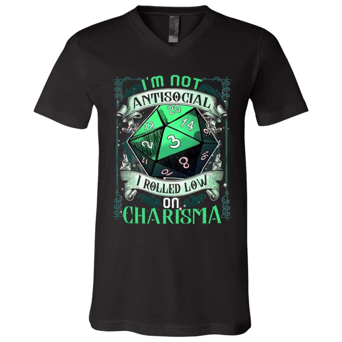 5Th. Rolled Low on Charisma (7), Black, V-Neck T-Shirt