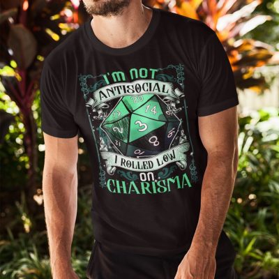 Alternative view of I'm Not Antisocial I Rolled Low On Charisma Funny Dnd T-Shirt - V-Neck Shirt