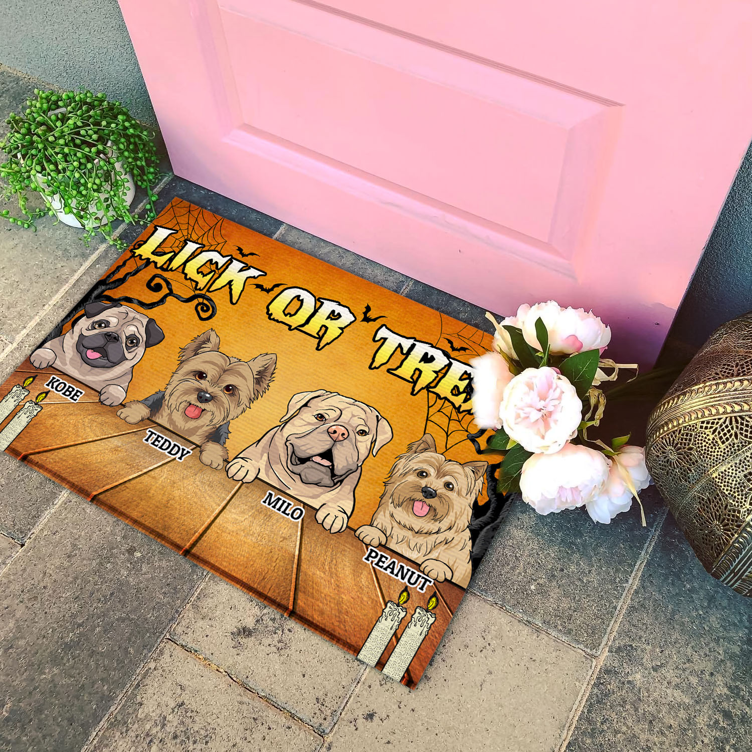 35 HG. Lick Or Treat (Sample Design 4) Doormat mockup 4