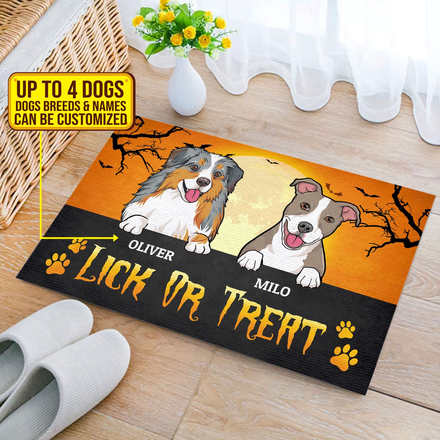 6VT. Lick Or Treat Dog Breeds doormat mk1