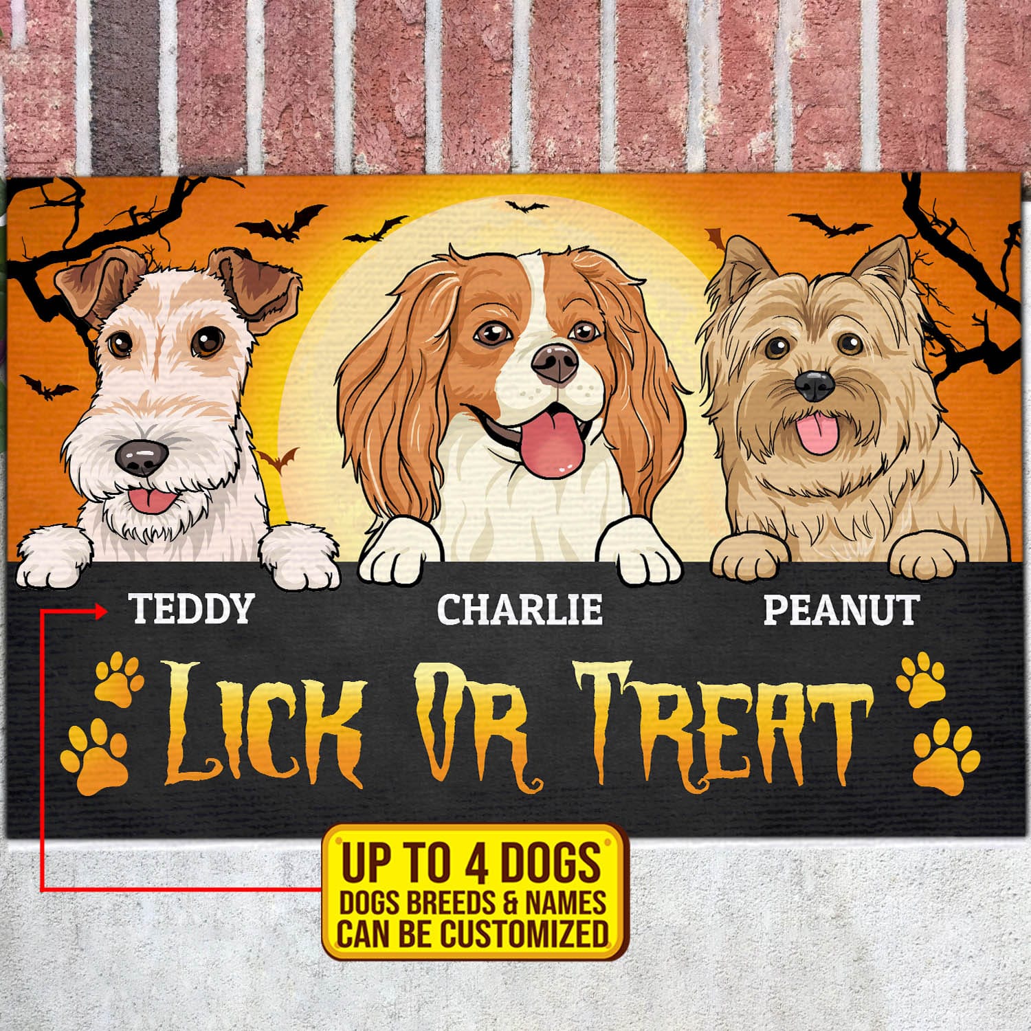 6VT. Lick Or Treat Dog Breeds doormat mk2
