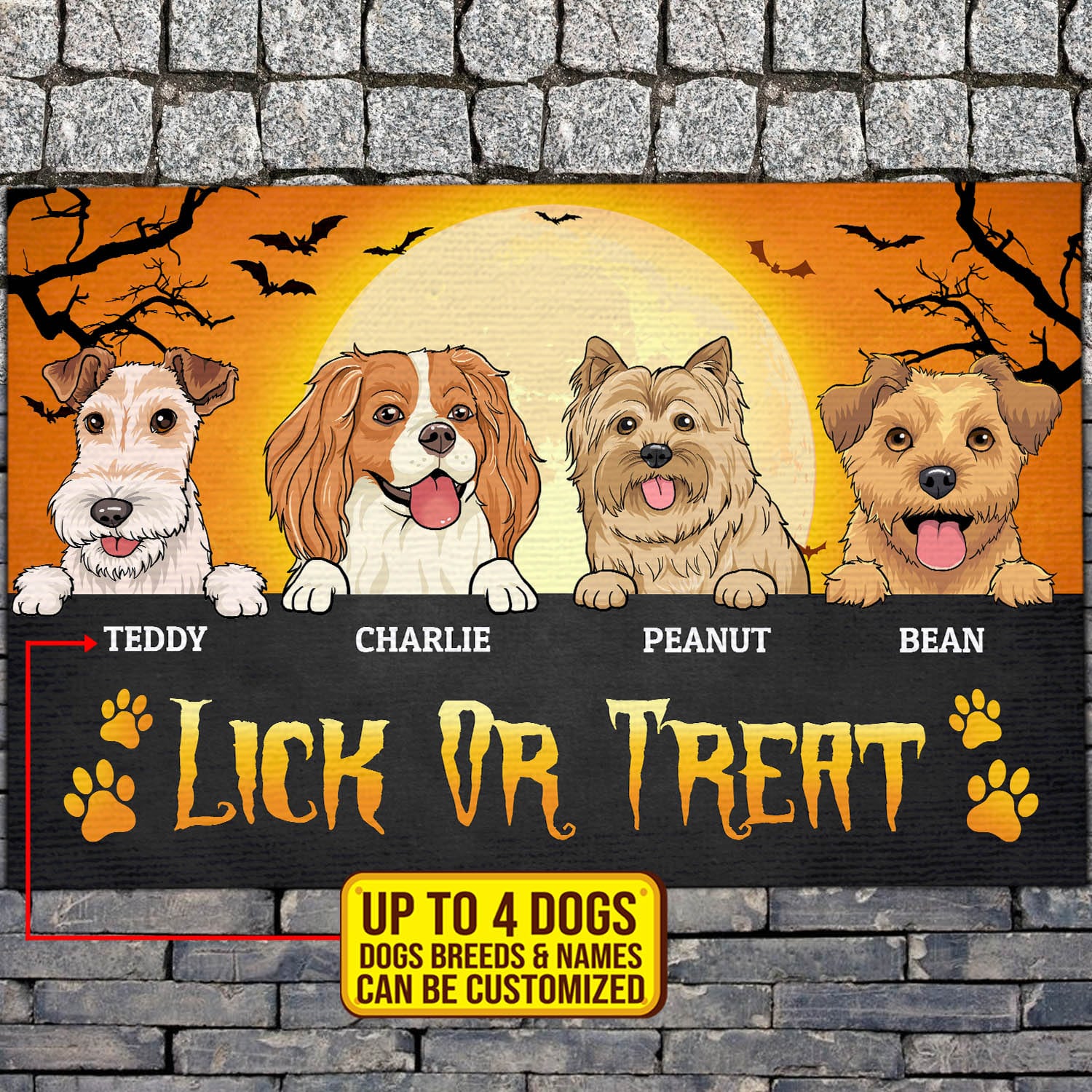 6VT. Lick Or Treat Dog Breeds doormat mk3