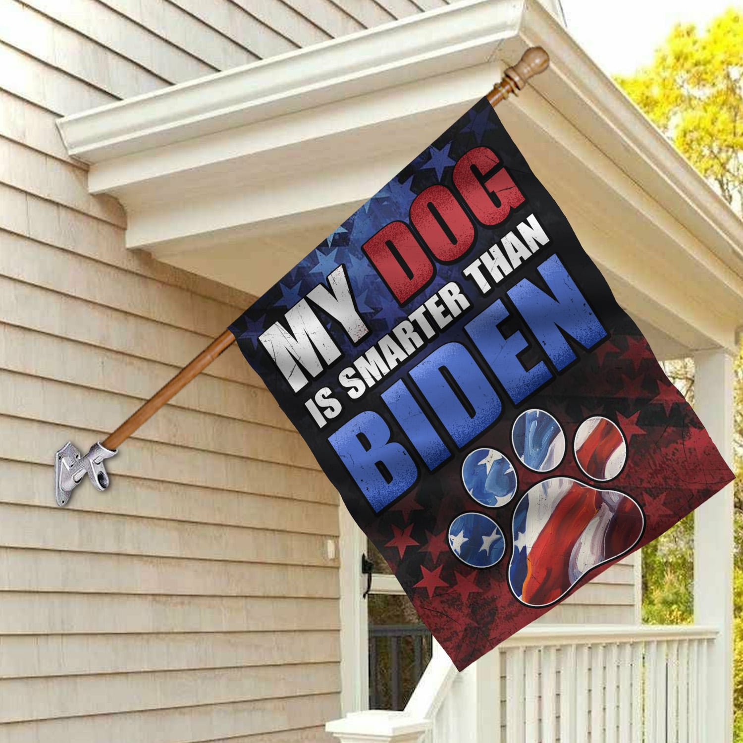3KT. MY Dog Is Smarter Than Biden-30x40 House Flag Mockup 2