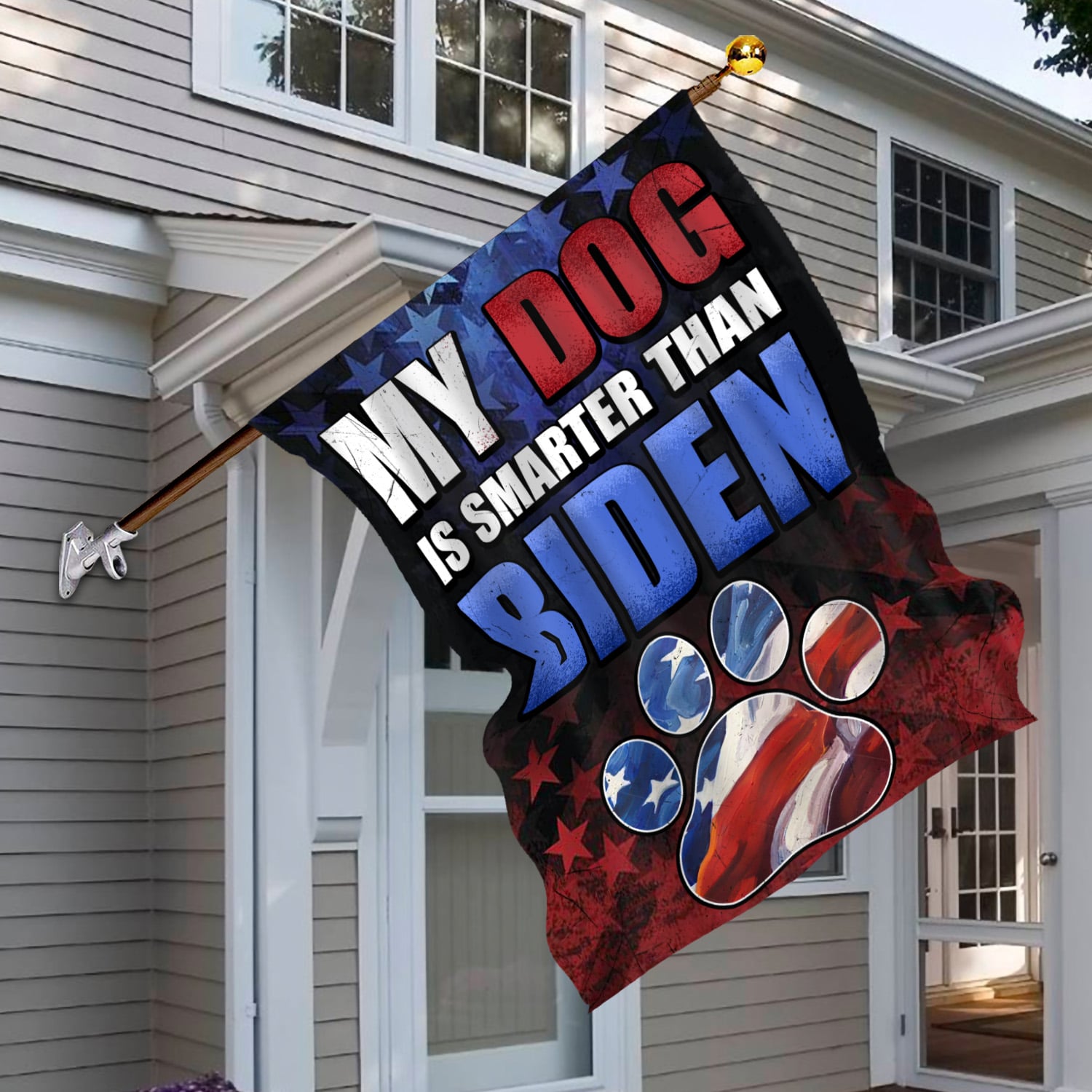 3KT. MY Dog Is Smarter Than Biden-30x40 House Flag Mockup 6